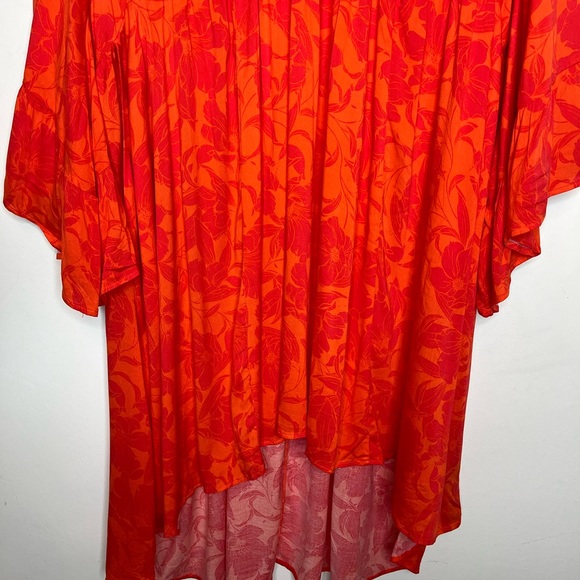 Torrid orange floral challis lace up high low baby doll dress Stretch - Picture 8 of 11